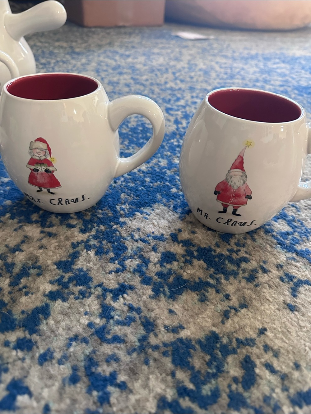 Holiday Mr. & Mrs. Claus Ceramic Mug Set - Red Interior
